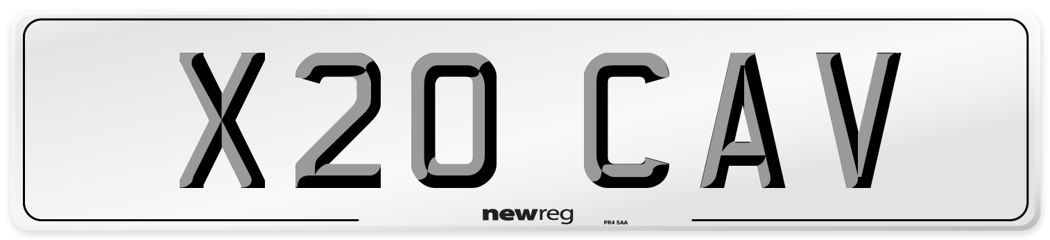 X20 CAV Number Plate from New Reg